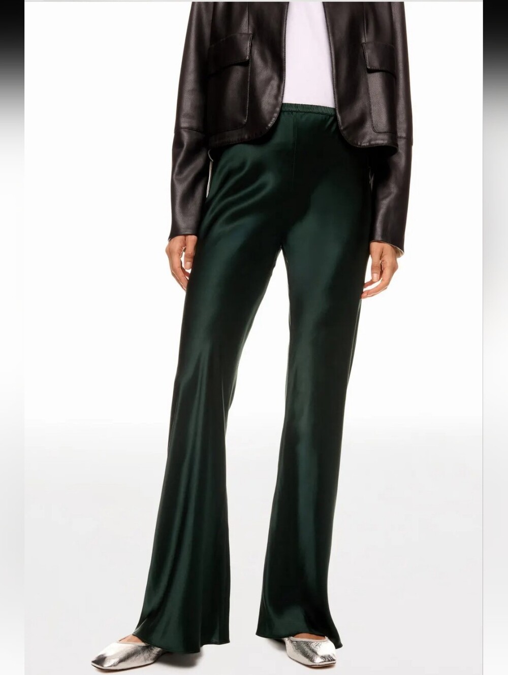 Silk Laundry Green Bias Cut Silk Satin Pants Size M
